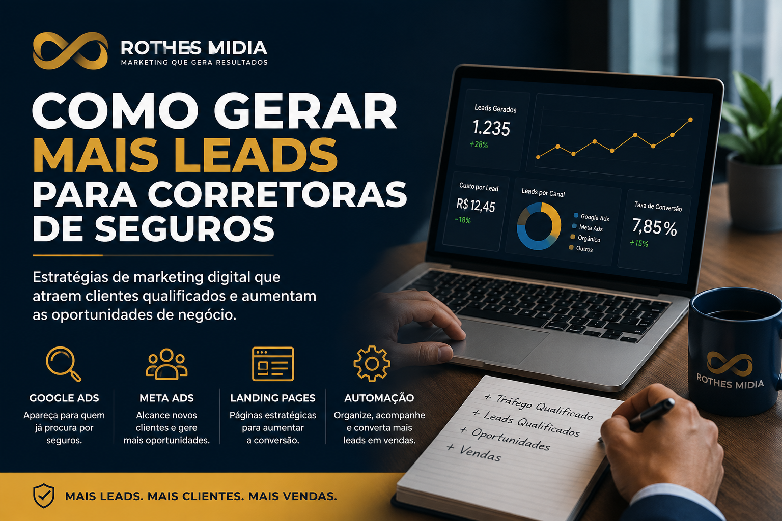 Como gerar mais leads para corretoras de seguros utilizando Google Ads, Meta Ads e Landing Pages
